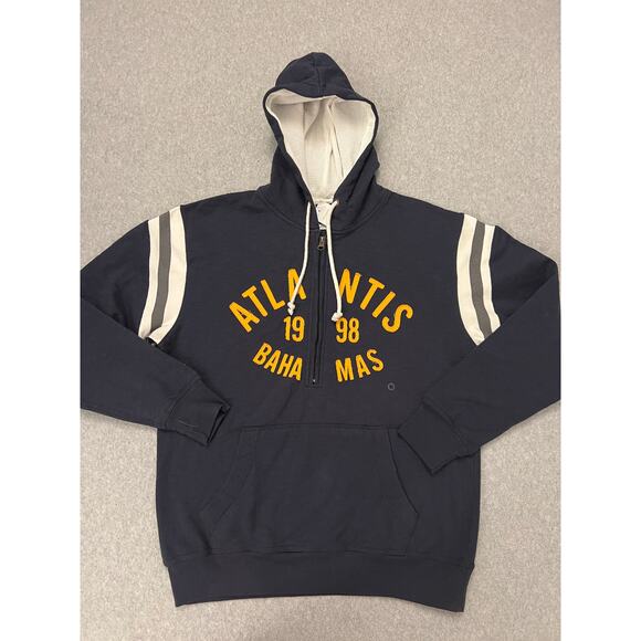 Atlantis Bahamas 1998 Hoodie Men's Medium Dark Blue Half Zip Sweater Pullover NW - Picture 3 of 10